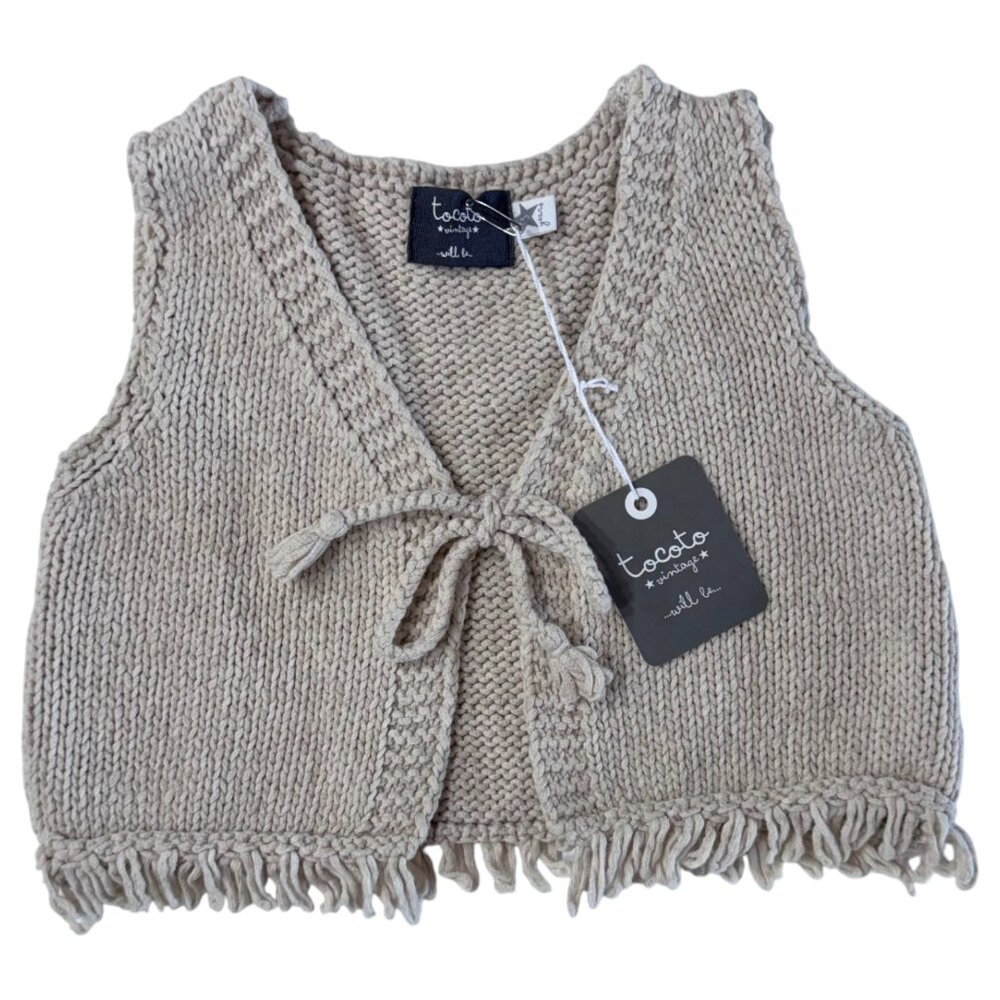 TOCOTO VINTAGE - KNIT SLEEVELES VEST - BEIGE - COTTON/LINEN - NEW WITH TAG